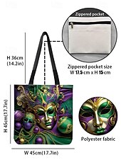 olcso Kézitáskák és bevásárlótáskák-luxus mardi gras maszk mintás táska – vibráló fesztivál ihletésű válltáska, tágas és strapabíró bevásárló kézitáska, tökéletes karneválra, bulikra és mindennapi használatra