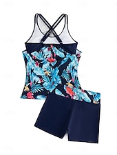 abordables Tankinis-Maillots de bain femmes maillot de bain une pièce monokini sans dos contrôle du ventre taille haute slim vacances plage maillot de bain à rayures florales halter sans manches