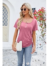 economico Magliette-Per donna Maglietta bohémien Liscio Boemia stile sveglio Moda Manica corta A farfalla Squadrata Top regolari Giornaliero Per uscire Fine settimana Tunica Nero Rosa Vino Blu Reale Viola Estate