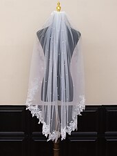 baratos Véus de Noiva-Uma Camada Contemprâneo / à moda Véus de Noiva Véu Catedral com Flor de Cetim Tule
