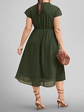 abordables Robes de travail-Femme Robe mi-longue Robe casual Robe Trapèze basique Décontractées Vacances du quotidien Standard Plein Manche Courte Col Ras du Cou Vert Véronèse Eté