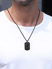 economico Gioielli da uomo-collana con targhetta per cani con bandiera americana in acciaio inossidabile con design a croce – ciondolo unisex di ispirazione militare per abbigliamento casual e occasioni patriottiche