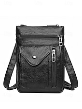 cheap Crossbody Bags-Women&#039;s Vintage Faux Leather Crossbody Bag - Multi-Pocket Crossbody Bag for Travel, Work and Leisure Black Brown Green