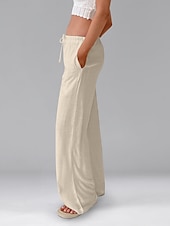 ieftine Pantaloni din bumbac simplu-Pentru femei Pantaloni scurți din bumbac in Pantaloni inspirați din in Pantaloni din bumbac in Casual Lungime totală Natural Curea elastică Design Elastic cu Cordon Inelastic Alb lăptos Carmin Verde