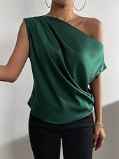 cheap Tank Tops &amp; Camis-Women&#039;s Camisole Tank Top Solid Color Business Modern Casual Sleeveless Asymmetrical Regular Tops Work Formal Wear Black Pink Brown Green Beige Summer Spring