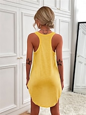cheap Plain Dress-Women&#039;s Mini Dress T Shirt Dress Tee Dress Shift Dress Slip Dress Casual Vacation Casual Daily Regular Fit Graphic Sleeveless U Neck Magenta Black White Yellow Summer