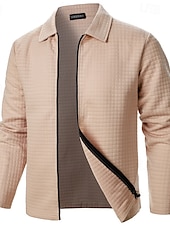 economico Giubbotti e cappotti da uomo-Per uomo Giacca Leggera Giacca Estiva Giacca Camicia Giacca di transizione Vacanza Quotidiano Resistente all&#039;usura Tasca Primavera Autunno Semplice Moda Classico Bavero Regolare Nero Bianco Vino Blu