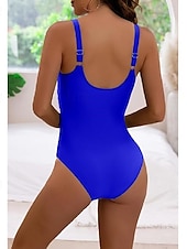 billige Onepiece badedrakter-Dame Badetøy Ett stykke Monokini Badedrakt Åpen rygg Midjekontroll Høy Midje Ferie Strand Klær Helfarge V-hals Ermeløs Badedrakter