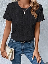 Жен. Блуза Ушко сверху Кружевные топы Полотняное плетение Повседневные Стиль Классический С короткими рукавами Вырез под горло Обычные топы Офис Повседневные Праздники С отверстиями Недорогие Белая футболка-Жен. Блуза Ушко сверху Кружевные топы Полотняное плетение Повседневные Стиль Классический С короткими рукавами Вырез под горло Обычные топы Офис Повседневные Праздники С отверстиями