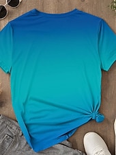ieftine Tricou tie-dye și gradient-Pentru femei Tricou Ombre Grafic Casual Manșon scurt Rotund Topuri obișnuite Zilnic Imprimeu Albastru piscină Vară