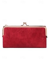 cheap Wallets-Women&#039;s Faux Leather Clip Bag Wallet Phone Case - Card Holder, ID Window, Zipper Closure - Versatile Design for Women - Perfect for Daily Use and Travel Black Pink Red