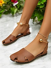 economico Sandali Piani-sandali bassi beige da donna con design ritagliato – eleganti scarpe aperte con cinturino posteriore per look estivi, casual e da vacanza