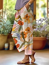 tanie spodnie proste-Damskie Getry Moda Moda miejska Pełna długość Wysoka talia Graficzny Drukowanie Keep Warm Oddychający Miękka Średnio elastyczny Na zewnątrz Codzienny Płowożółty Jesień Zima Regularny