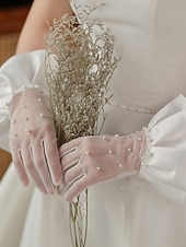 billiga Brudhandskar-Spets Handleder Längd Handskar Elegant  Klassisk Stil Med Rena Färger Bröllop  Fest Handskar