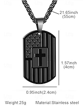 economico Gioielli da uomo-collana con targhetta per cani con bandiera americana in acciaio inossidabile con design a croce – ciondolo unisex di ispirazione militare per abbigliamento casual e occasioni patriottiche