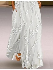 ieftine Rochie albă-Rochie maxi de damă Rochie Tip Maieu Elegantă Vacanță Croială Normală 3D Print Grafic Floral Bloc de Culoare Fără Mâneci Gât Despicat Roz Albastru Bej Vară