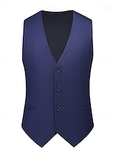 זול ג&#039;ילטים-בגדי ריקוד גברים וסט חֲזִיָה Gilet חופשה יומי פגישה (דייט) אופנתי יום יומי אביב קיץ כפתורים כיס פוליאסטר נוח אחיד חזה יחיד כפתור יחיד צווארון V רגיל שחור צהוב כחול סקיי כחול כהה אֵפוֹד
