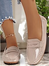 levne Dámské nazouváky a mokasíny-lakované mokasíny pro ženy – elegantní slip-on byty klasického designu pro běžné nošení i do kanceláře