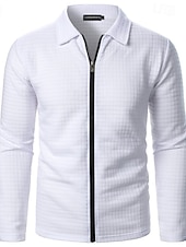 economico Giubbotti e cappotti da uomo-Per uomo Giacca Leggera Giacca Estiva Giacca Camicia Giacca di transizione Vacanza Quotidiano Resistente all&#039;usura Tasca Primavera Autunno Semplice Moda Classico Bavero Regolare Nero Bianco Vino Blu