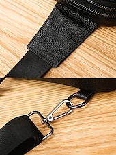 billige Herrevesker-svart krokodillepreget crossbody-veske i skinn for menn – kompakt slengveske med justerbar stropp for daglig bruk
