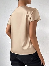 billige Tanks og camisole til kvinner-Kvinnes Camisole Tank Top Ensfarget Elegant Stilren Kortermet V U-ring Regular Topper Bryllupsgjest Arbeid Svart Rosa Marineblå Grønn Khaki Sommer Vår
