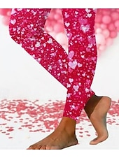 olcso Művészet és design nyomtatás-Női Leggings Nadrág Divat Utcai Ruházat Teljes Hosszú Magas Derék Nadrág Karnevál Grafikus Nyomtatás Hőmegtartó Meleg Lélegző Puha Mikro-elastic Kültéri Napi Rózsaszín+Fehér Tavasz Ősz Szabott