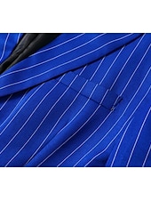 preiswerte Herrenblazer-Herren Abschlußfeier Abendkleidung Blazer Geschäft Formeller Abend Hochzeitsfeier Nur oben Mode Lässig Sommer Frühling &amp; Herbst Polyester Streifen Tasche Lässig / Alltäglich Einreihig Blazer Schwarz