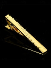 voordelige Heren dassen en vlinderdassen-elegante gouden stropdasclip voor heren – strak design met zwarte inleg, perfect voor zakelijke, formele evenementen en bruiloften