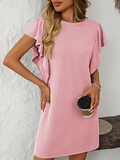voordelige T-shirt-jurken-Dames Mini-jurk Casual jurk Mini-jurk A lijn jurk Basic Verjaardag Vakantie Werk Casual Ruim Passend Streep Katoenen stof Korte mouw Strakke ronde hals Blozend Roze Hemelsblauw Groen Khaki Zomer Lente