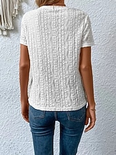 Жен. Блуза Ушко сверху Кружевные топы Полотняное плетение Повседневные Стиль Классический С короткими рукавами Вырез под горло Обычные топы Офис Повседневные Праздники С отверстиями Недорогие Белая футболка-Жен. Блуза Ушко сверху Кружевные топы Полотняное плетение Повседневные Стиль Классический С короткими рукавами Вырез под горло Обычные топы Офис Повседневные Праздники С отверстиями