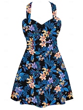 billige Swimdresses-Dame Badetøy Tankini Badedrakt Ferie Vakker Blomsternål i krystall Blader Ermeløs Badedrakter