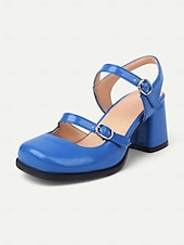 olcso Block Heels-női retro dupla pántos mary jane sarkú cipő – vaskos blokksarkú, kerek orrú pumpák vintage, cosplay és mindennapi viselethez