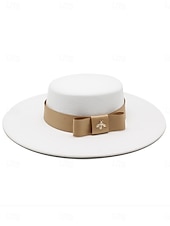 abordables Chapeaux de fête-Chapeaux en tulle et coton chapeau fedora élégant vintage pour un mariage avec un accessoire de noeud headwear chapeaux robe de course