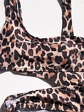 billiga One-piece-baddräkter-Kvinnors baddräkter enstyckad monokini baddräkt utan rygg magkontroll hög midja smal semester strandkläder leopard halter nack ärmlös baddräkter