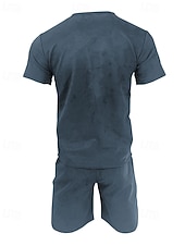 baratos Conjuntos de Camisas para Homem-Homens Conjunto de treino Moletom Camiseta e shorts Conjunto Conjunto de roupas Gola Redonda Ao ar livre Diário Esportes Bolsos Com Cordão 2 Peças Côr Sólida Vermelho Vinho Azul Royal Verde Poliéster