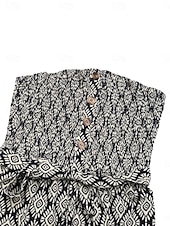 economico tuta stampata-Per donna Normale Tuta Attivo Tinta unica Senza maniche Senza bretelline Tasche Vita alta Da mare Giornaliero Standard Nero Estate