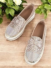 billige Brud-glitrende rhinestone loafers for kvinner – glitrende slip-on leiligheter med sløyfedesign for bryllup, fester og spesielle anledninger