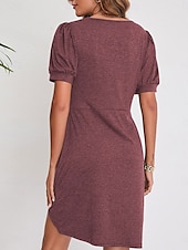 abordables Robe Simple-Robe Mini Femme Robe Portefeuille Robe T-Shirt Robe Tee Robe Unie Robe Bodycon Décontractée Vacances Travail Ville Ajustement Régulier Graphique Manches Courtes Col Rond Noir Blanc Vin Vert Été