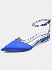 abordables Officiel-chaussures de mariage chic en satin noir avec bride à la cheville en cristal – bout pointu, talon bas, parfaites pour les mariages et les occasions élégantes