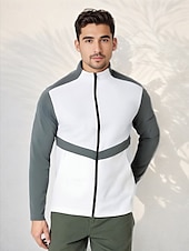 billiga Herrgolfkläder-Herr Golfjackor Vit Blå Långärmad Ytterkläder Överdelar Golfkläder Kläder Outfits Bär kläder