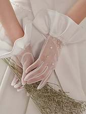 billiga Brudhandskar-Spets Handleder Längd Handskar Elegant  Klassisk Stil Med Rena Färger Bröllop  Fest Handskar