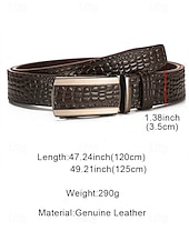 cheap Men&#039;s Belts-Men&#039;s Genuine Leather Crocodile Pattern Belt – Automatic Buckle, Luxury Business &amp; Casual Dress Belt, Adjustable for Work, Weddings &amp; Formal Events