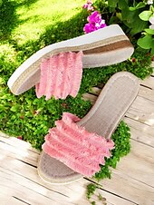 levne Sandály na dovolenou-dámské pruhované třásňové espadrilkové sandály na klínku – pohodlné sandály na platformě pro běžné nošení, pláž a dovolenou