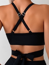 voordelige Bikinisets-Dames Zwemkleding Bikini 2 stuks Onderbroeken Zwempak Netstof Blote rug Slank Hoog getailleerd Vakantie Strand Kleding Effen Kleur Ronde hals Mouwloos Badpakken