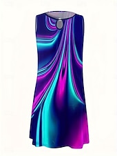 tanie Sukienki Art&amp;Design-Damskie Sukienka mini Codzienne sukienki Sukienka na szerokich ramiączkach Urlop Codzienny Urlop Codzienny Regularny Ombre Bez rękawów Półgolf Fioletowy Lato