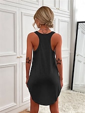 cheap Plain Dress-Women&#039;s Mini Dress T Shirt Dress Tee Dress Shift Dress Slip Dress Casual Vacation Casual Daily Regular Fit Graphic Sleeveless U Neck Magenta Black White Yellow Summer