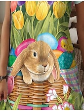 levne Velikonoční šaty-Velikonoční dámské mini šaty malé šaty neformální šaty sluneční šaty A-line letní šaty elegantní dovolená stylová dovolená každodenní klasické střih květinový grafický zvíře krátký rukáv kulatý