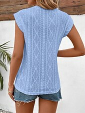 cheap Stripe&amp;Geometric tee-Women&#039;s T Shirt Plain Elegant Fashion Modern Sleeveless Crew Neck Regular Tops Daily Weekend White Pink Blue Green Summer Spring