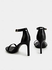 cheap Prom-Black Ankle Strap Stiletto Sandals for Women - Elegant Open-Toe High Heels for Evening &amp; Formal Events