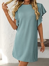 voordelige T-shirt-jurken-Dames Mini-jurk Casual jurk Mini-jurk A lijn jurk Basic Verjaardag Vakantie Werk Casual Ruim Passend Streep Katoenen stof Korte mouw Strakke ronde hals Blozend Roze Hemelsblauw Groen Khaki Zomer Lente